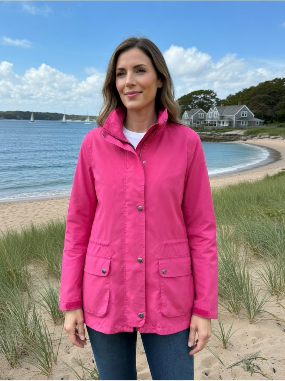 Ralph Lauren Barbie Pink Lightweight Wind Jacket Raincoat Mesh Lined Full Zip